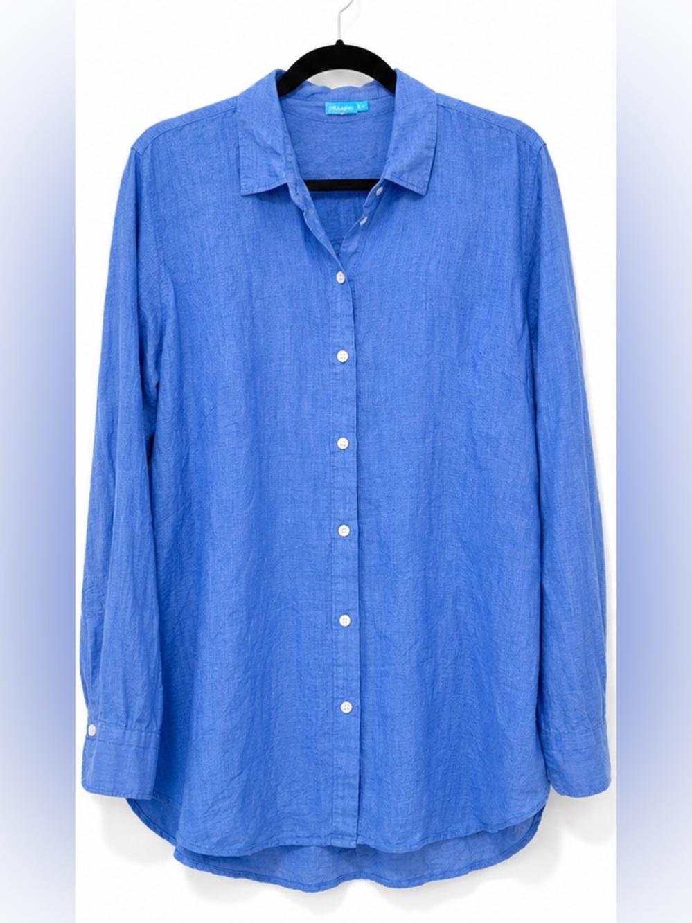 J.McLaughlin 100% Linen Button Front Shirt Blue Long Sleeve Blouse Women’s Large